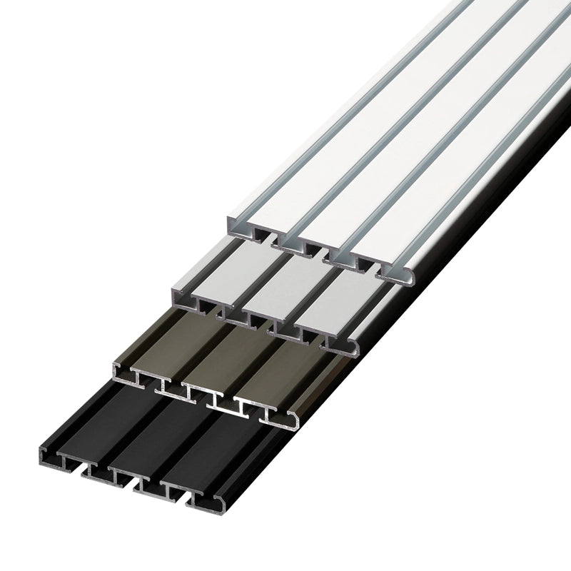 Döfix APS 3/4 – 4-läufige flache Aluminium-Gardinenschiene mit optionaler Design-Blende