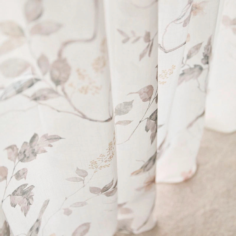 Melody – halbtransparenter Vorhang nach Maß mit Blumenmuster Leinenoptik Floral Landhaus