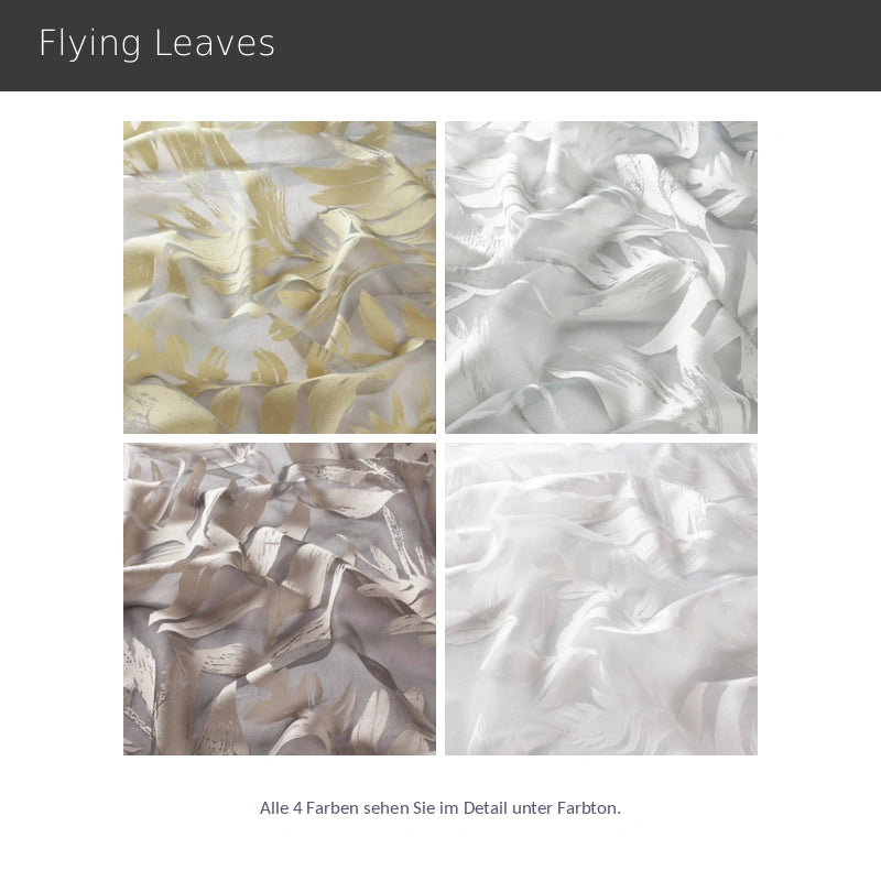 Flying Leaves – moderne Ausbrenner-Gardine nach Maß mit großzügigem Blätter- und Pflanzenmuster in 5 Farben