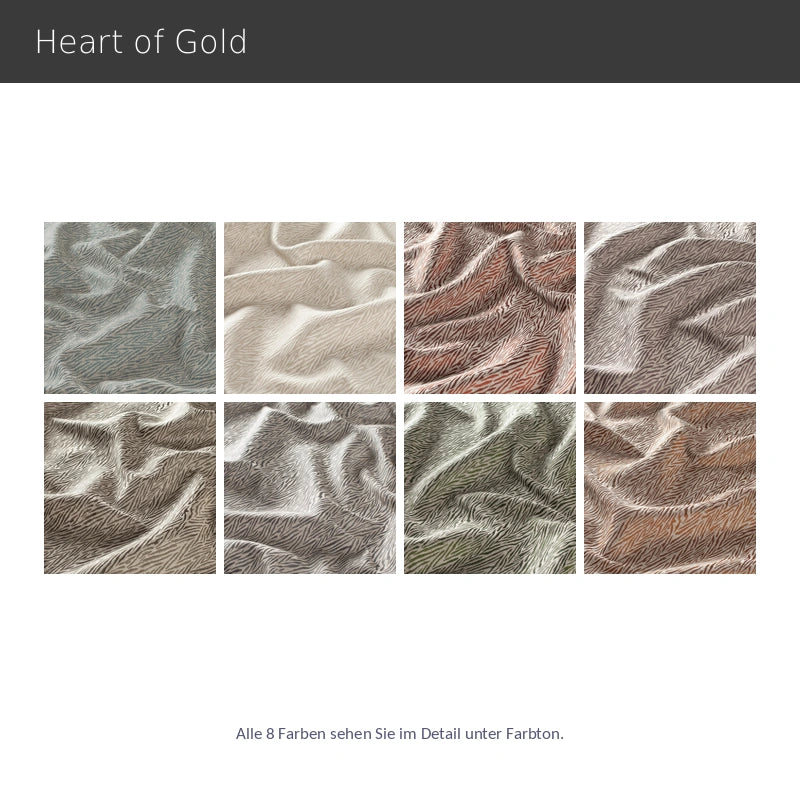 Heart of Gold – hochwertiger Vorhang nach Maß mit extravagantem Muster und Leinen, 10 luxuriöse Farben