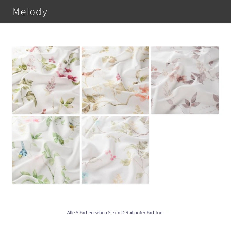 Melody – halbtransparenter Vorhang nach Maß mit Blumenmuster Leinenoptik Floral Landhaus